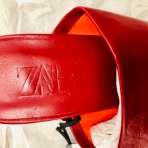 ZARA Real LEATHER Heeled Mules Shoes, 40, NWT - Picture 5 of 7